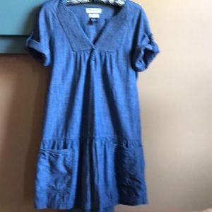 Drop waisted chambray dress